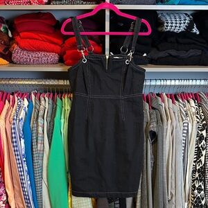 Soncy blue v neck adjustable strap jean overall dress size 00 NWT